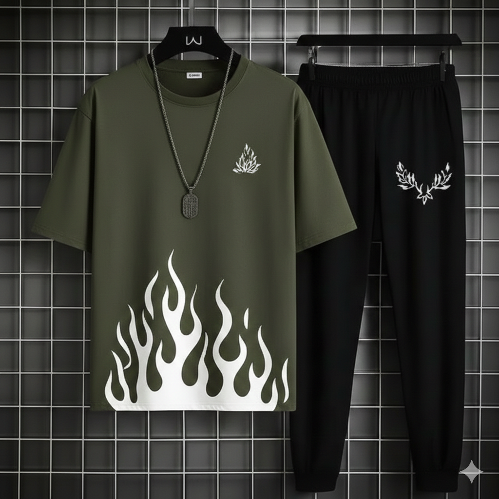 Men’s Summer Track Suit – Lightweight & Breathable(FIRE COMMANDO  BLACK)