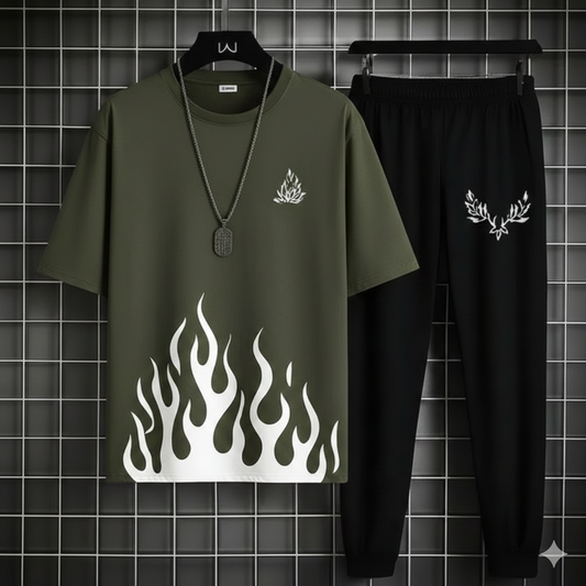 Men’s Summer Track Suit – Lightweight & Breathable(FIRE COMMANDO  BLACK)