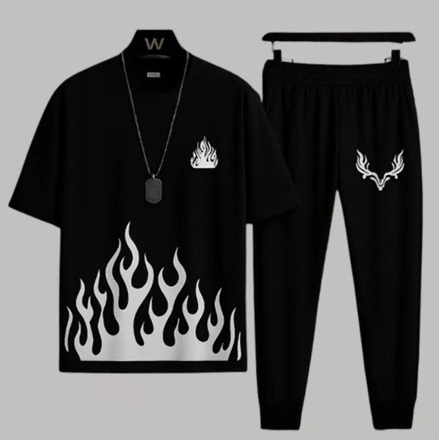 Men’s Summer Track Suit – Lightweight & Breathable(FIRE BLACK)