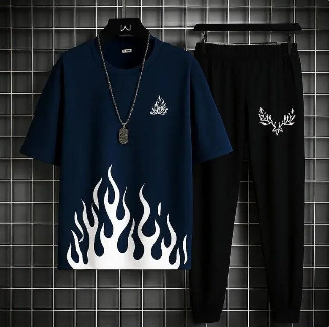 Men’s Summer Track Suit – Lightweight & Breathable(FIRE BLUE BLACK)