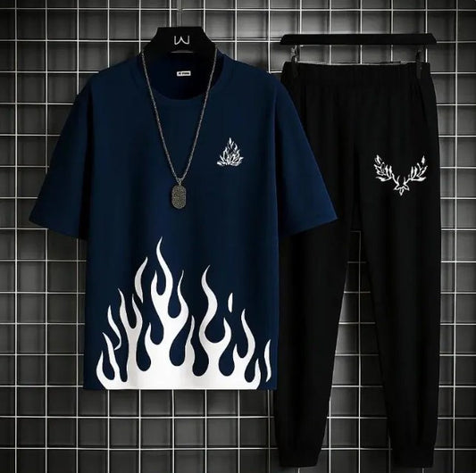 Men’s Summer Track Suit – Lightweight & Breathable(FIRE BLUE BLACK)