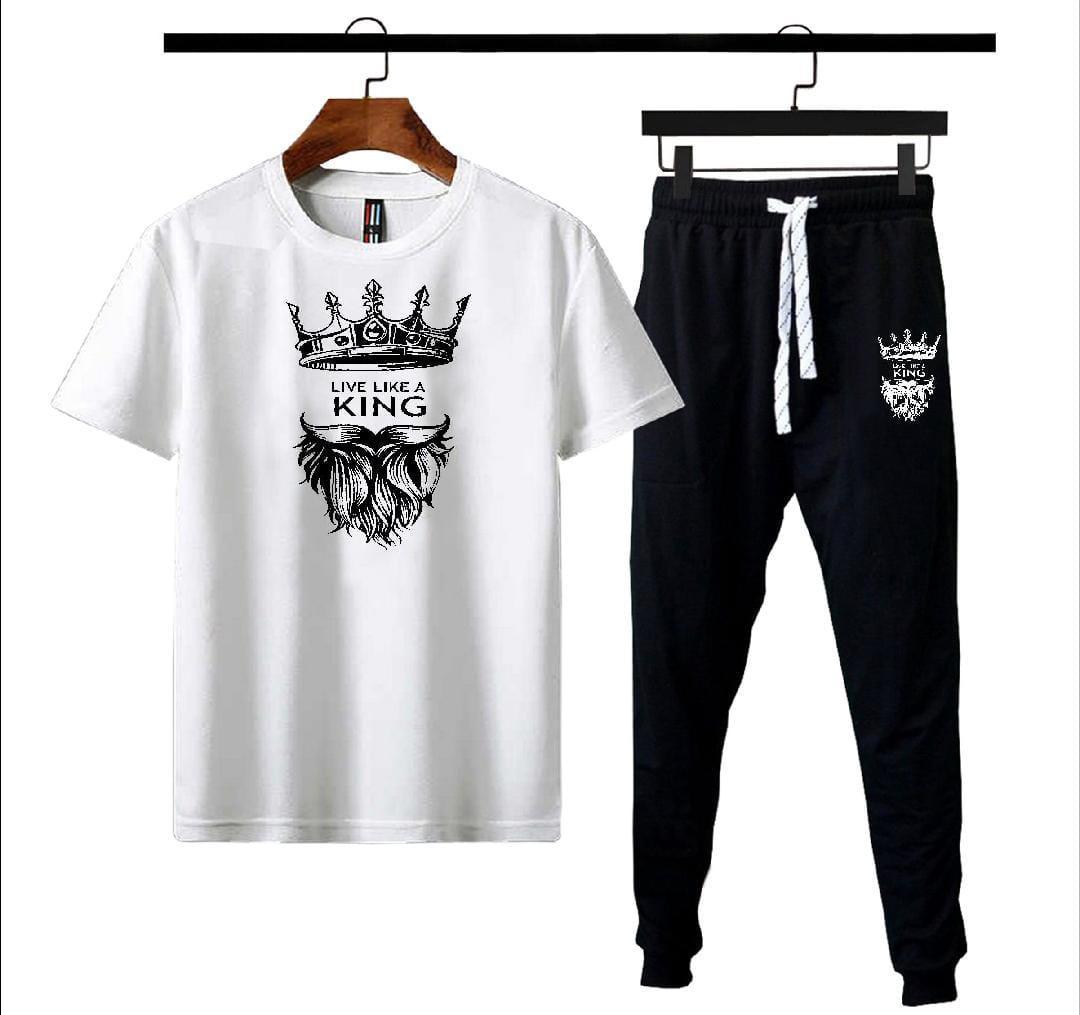 Men’s Summer Track Suit – Lightweight & Breathable(KING WHITE BLACK)