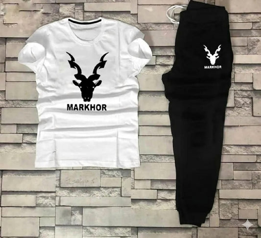 Men’s Summer Track Suit – Lightweight & Breathable(MARKHOR WHITE BLACK)